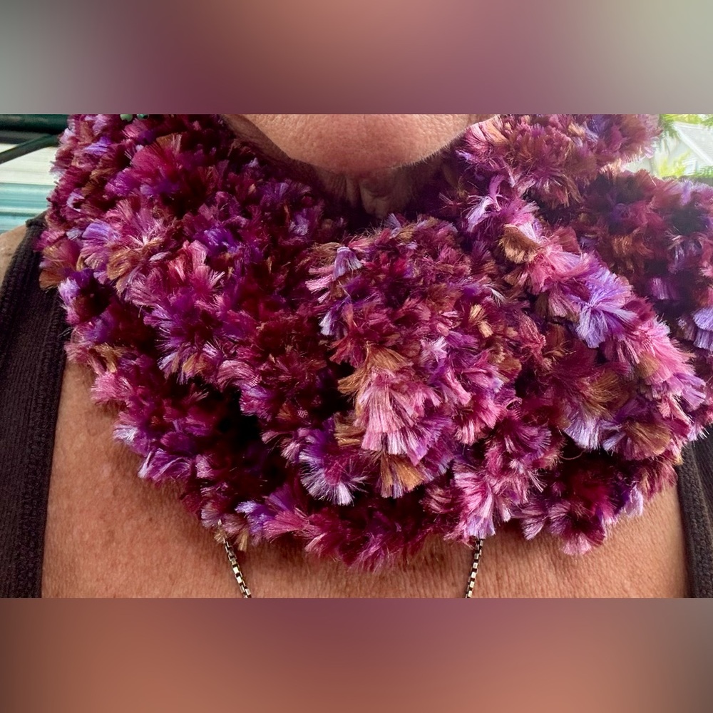 Hand Crafted Pink and Purple Neck Warmer with snaps